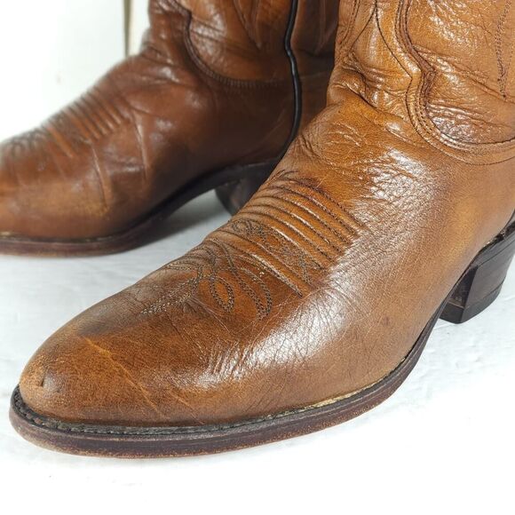 Dan Post Men\'s US 8,5D Leather Brown PullOn Cowboy Western Boots main image 4